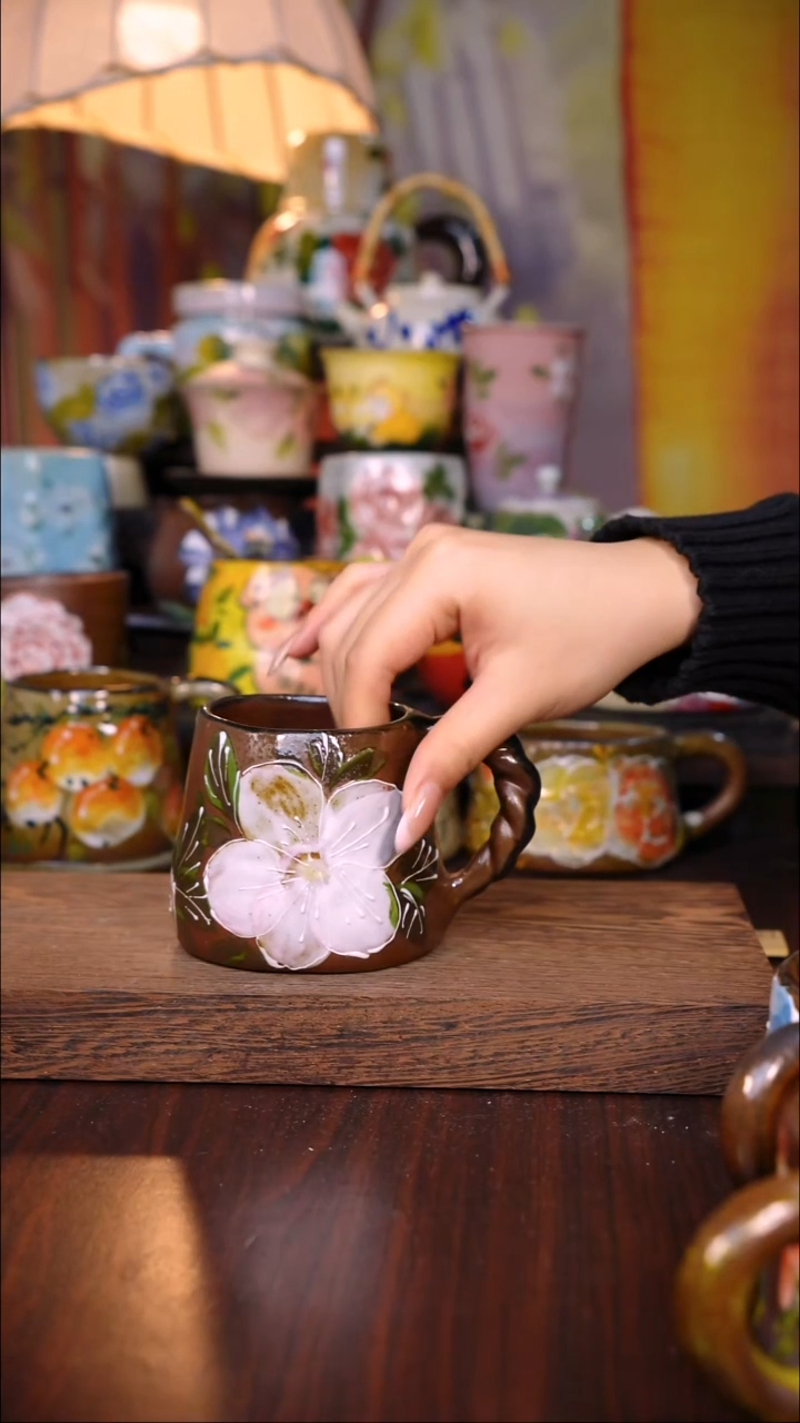 杯子陶泥垚手作 景德镇手工手绘陶瓷器物