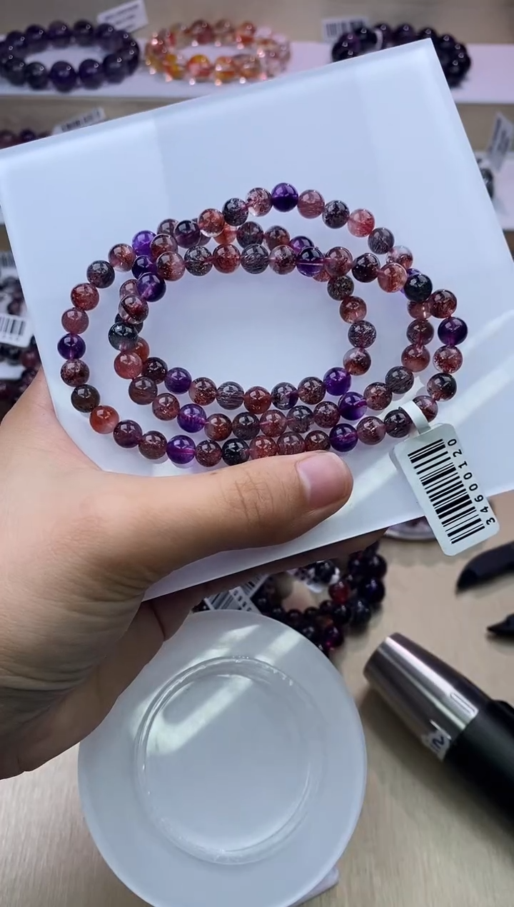 水晶手链未镶嵌黑加仑超七多圈6m+