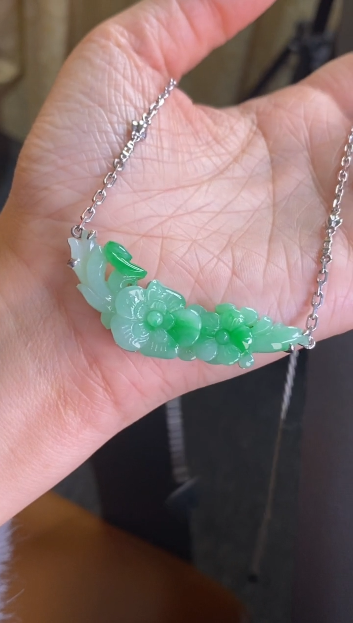 颈饰银S925镶嵌翡翠净货16990