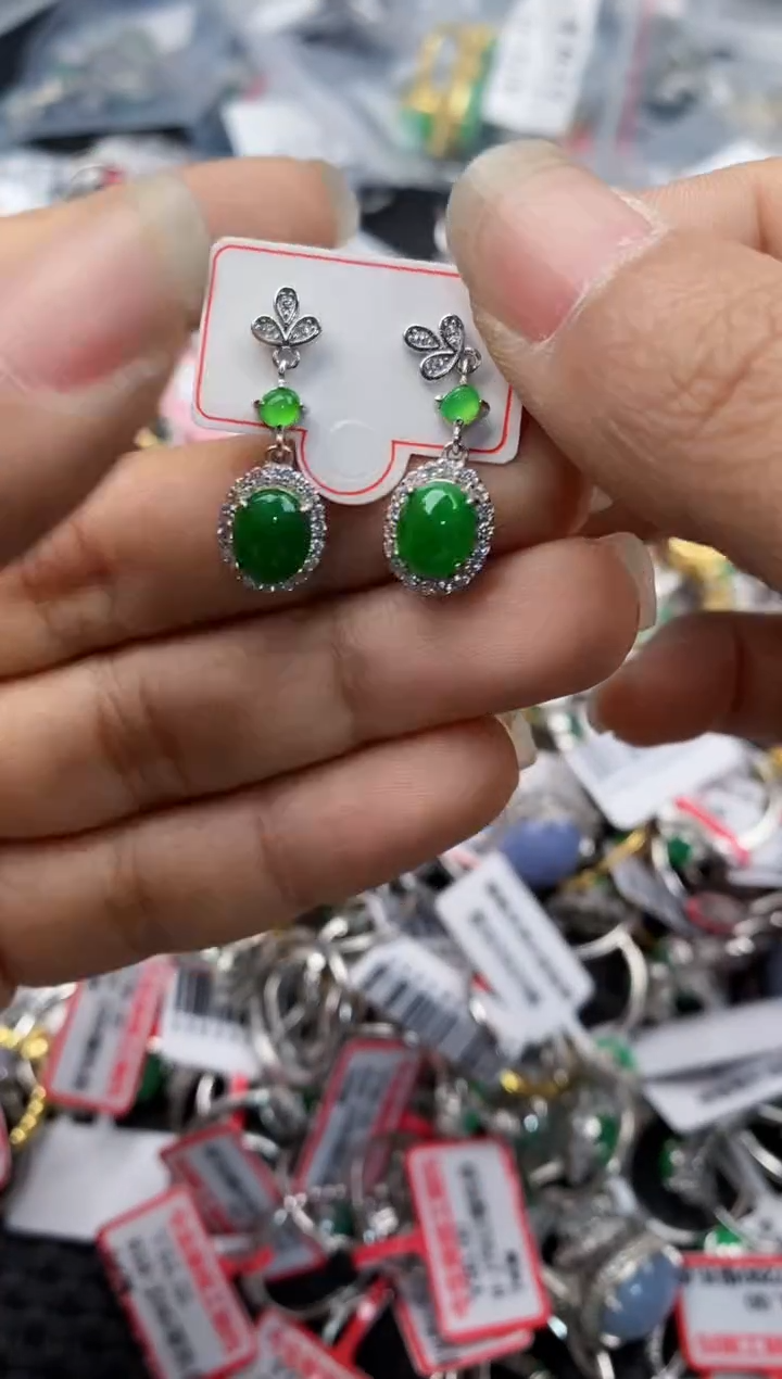 银S925镶嵌戒指翡翠444---9