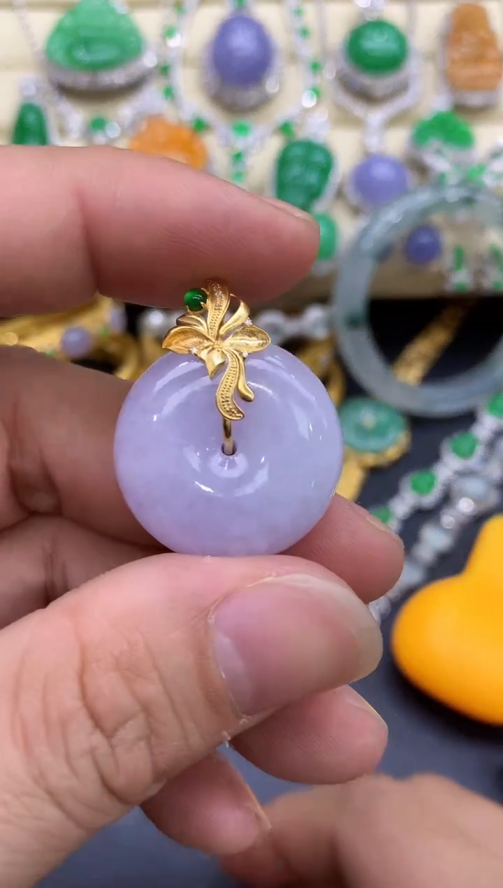 颈饰18K金镶嵌翡翠504-中国好珍宝