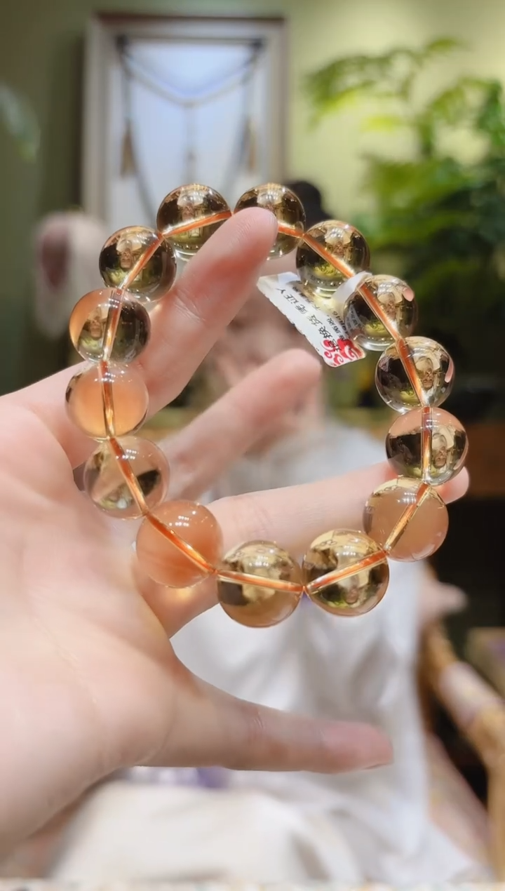 【闪购商品】水晶手串未镶嵌素圈黄水晶手串Y15-16