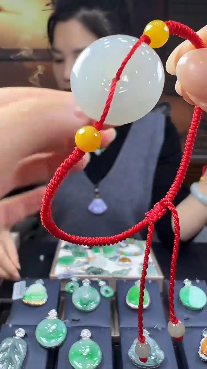 未镶嵌挂件翡翠平安扣手绳