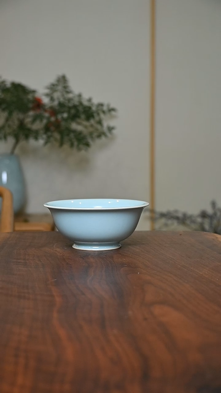 碗14CM 天青 微瑕 朱家汝窑款