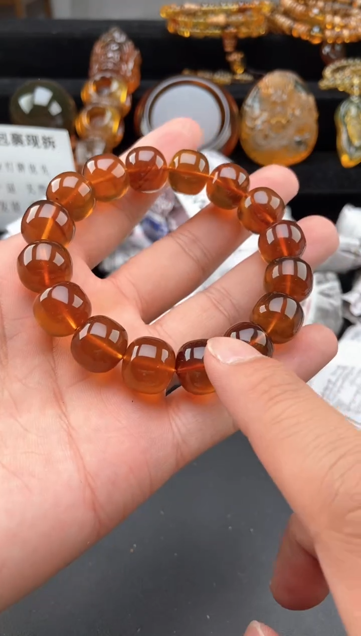 未镶嵌琥珀手链金棕红老型珠手串
