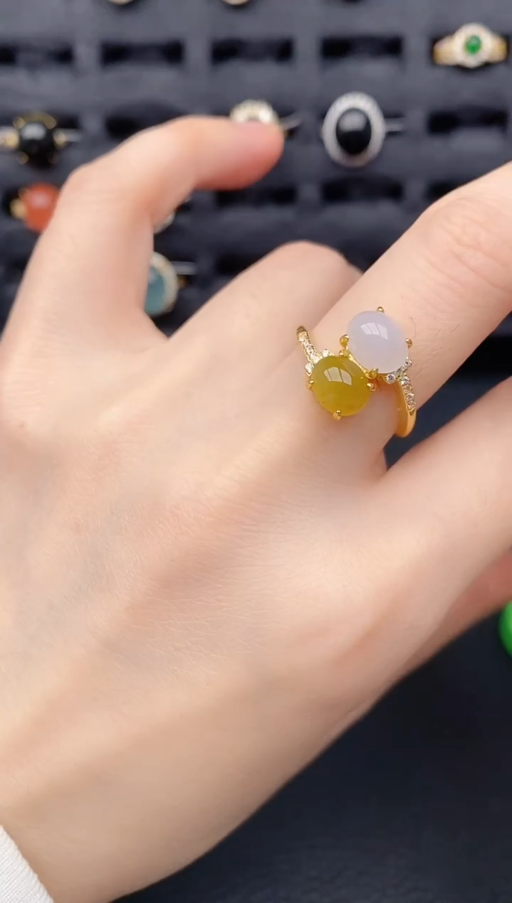 银S925镶嵌戒指翡翠天然a货翡翠165