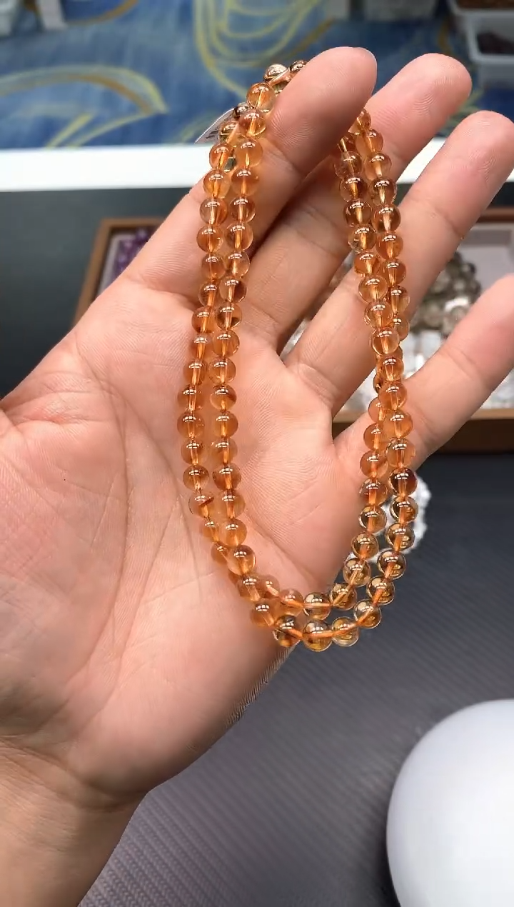 未镶嵌手串水晶苍**子9黄水晶多圈6mm+