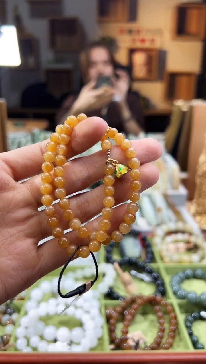 未镶嵌手串和田玉且末料金山糖多圈手串卡61