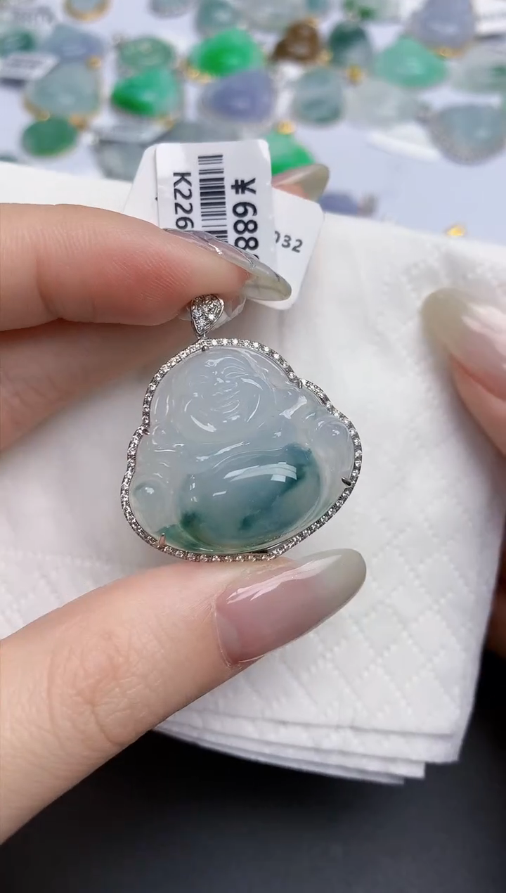 【闪购商品】翡翠颈饰18K金镶嵌天然缅甸翡翠A货