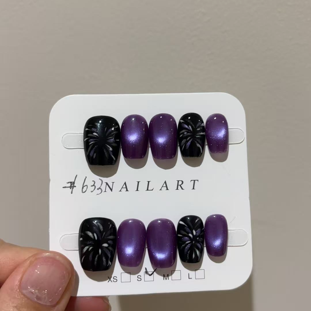 #633 冰透紫穿戴甲简约显白秋冬百搭短甲 新短芭蕾