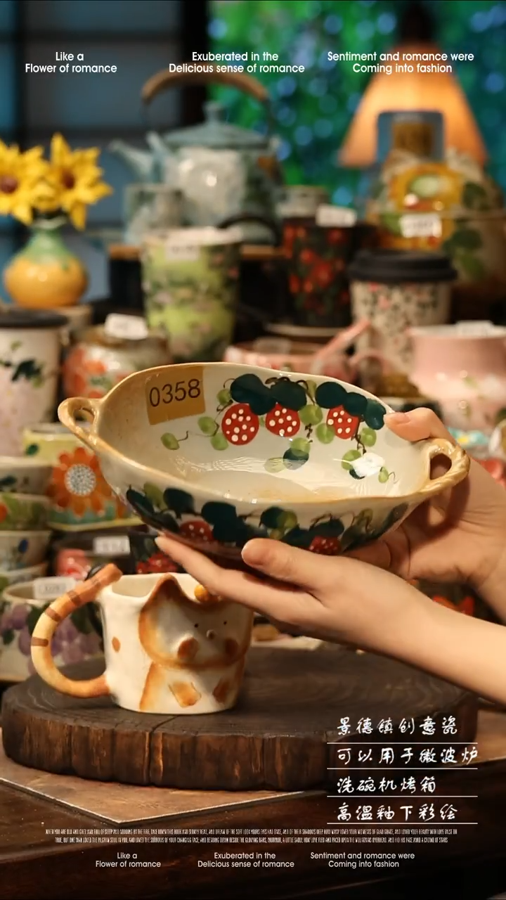 陶瓷景德镇高温釉下彩手工手绘款式@A0358@