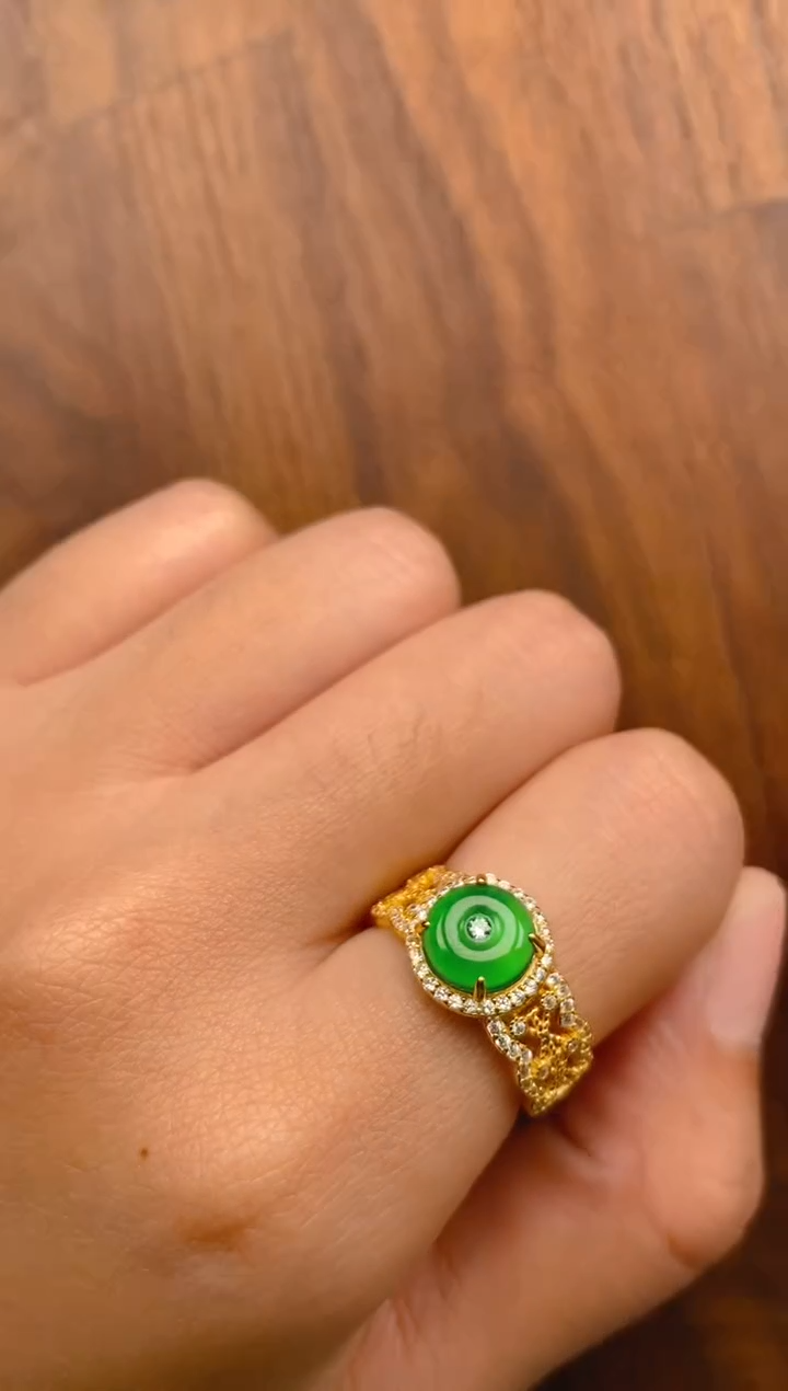 【闪购商品】翡翠戒指银S925镶嵌平安扣戒指