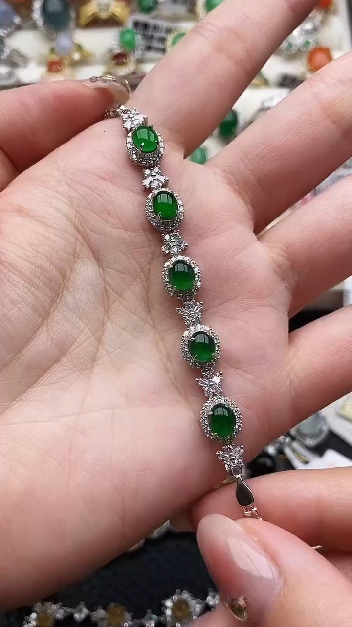 银S925镶嵌手链翡翠94