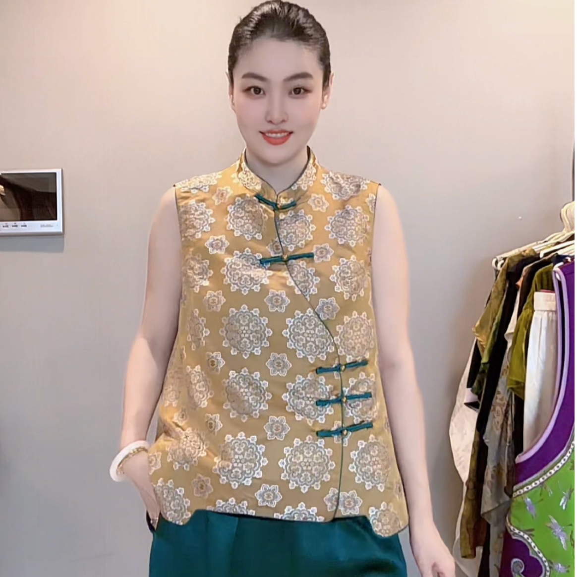 3291｛宋锦瑞韵｝1新中式高端宋锦工艺时尚百搭手工钉扣国风马甲