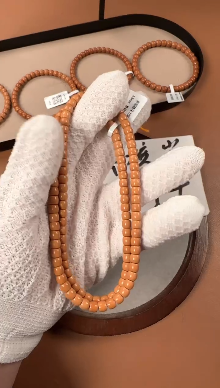 手串橄榄核5.8mm核尖老挝料108，直切珠