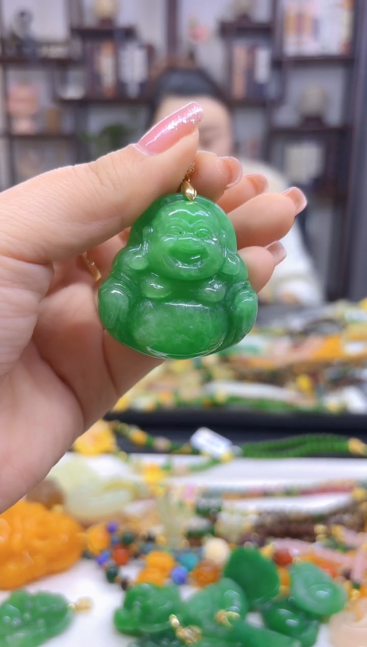 【闪购商品】翡翠吊坠(赠链)银S925镀金镶嵌D215