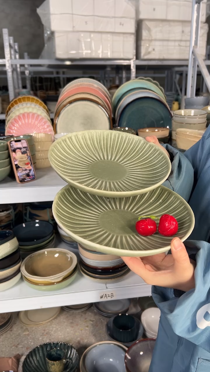 陶瓷外贸尾货瑕疵满20包邮X2深盘