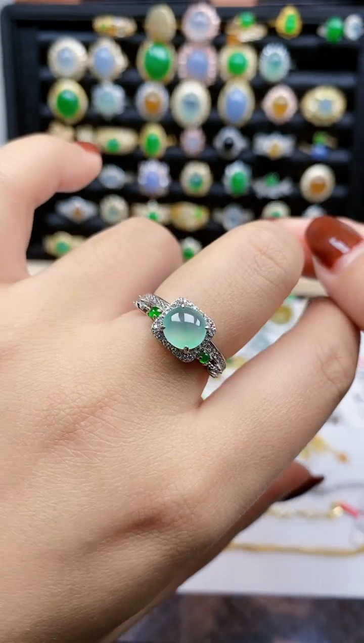 银S925镶嵌戒指翡翠80