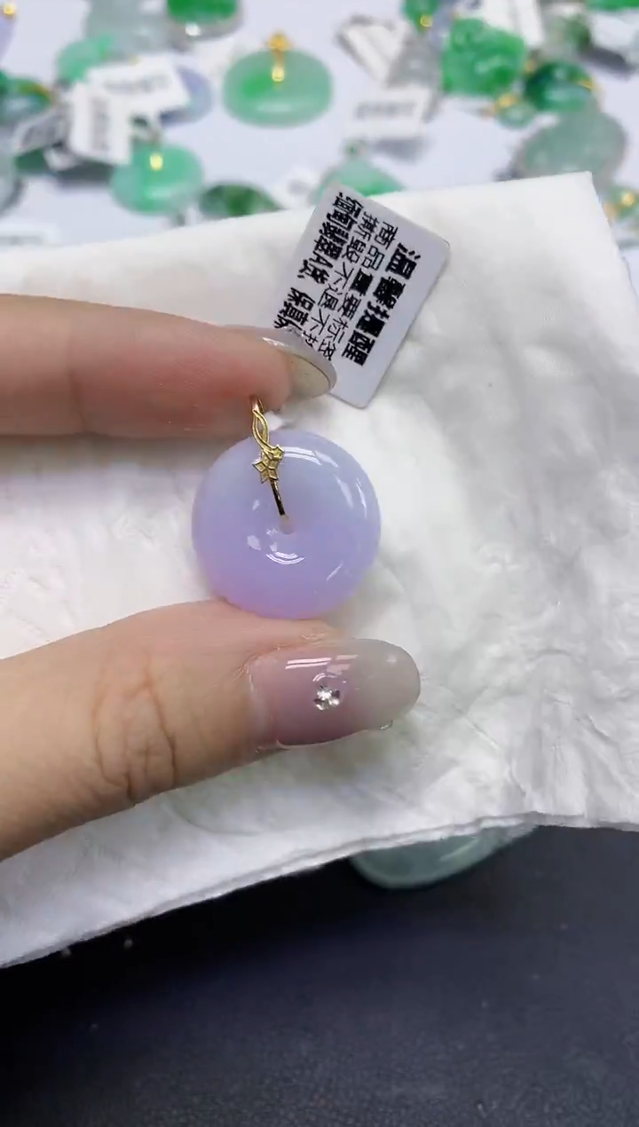 颈饰18K金镶嵌翡翠天然缅甸翡翠A货百元以上9元证书费自理