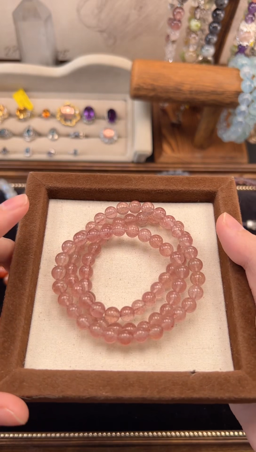 未镶嵌手链水晶7m草莓晶三圈手串
