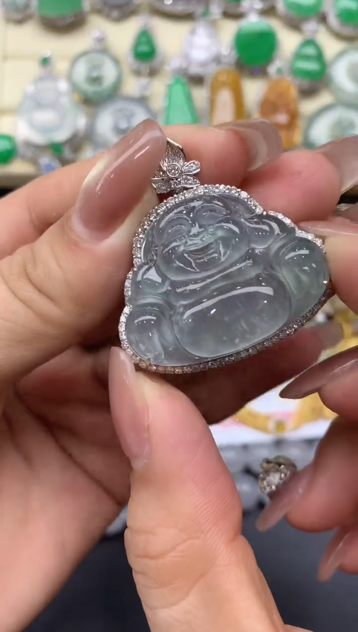 颈饰18K金镶嵌翡翠440-中国好珍宝