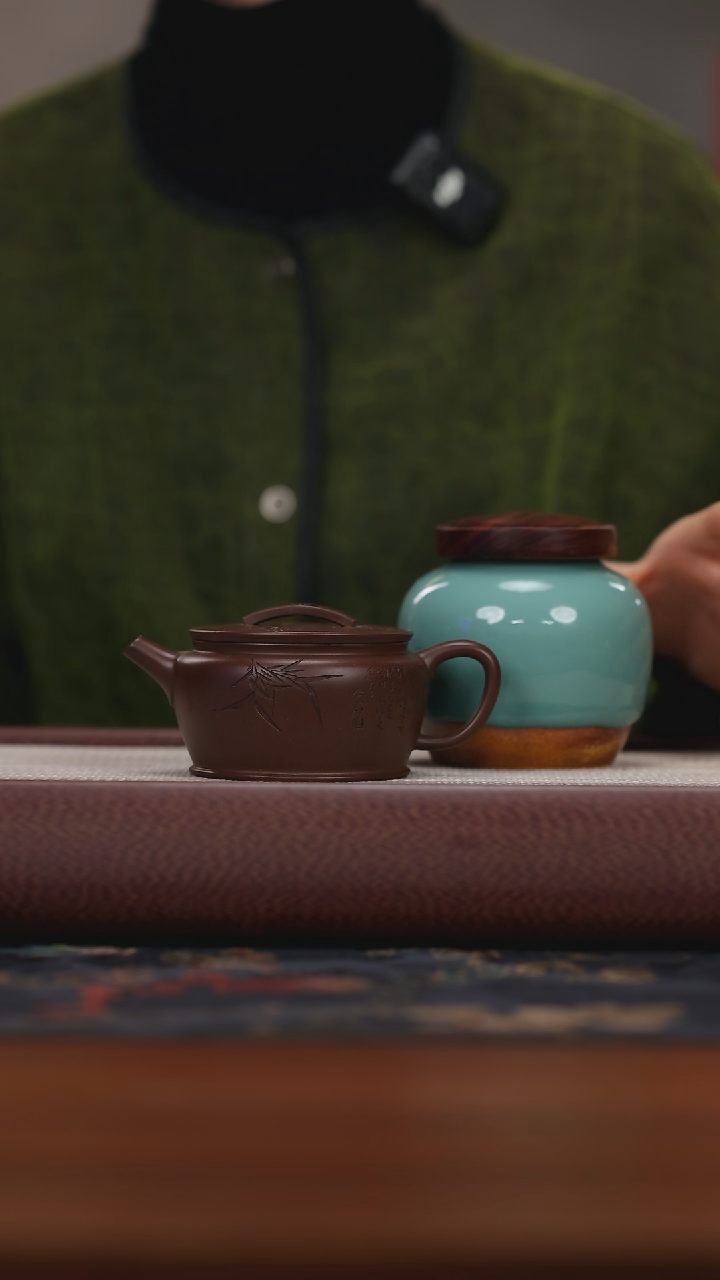 【闪购商品】紫砂茶壶mft紫脂泥 汉瓦150cc+半釉醒茶罐