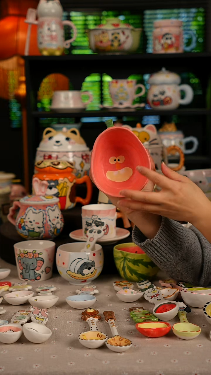 陶瓷无盖款景德镇高温釉下彩纯手绘创意瓷