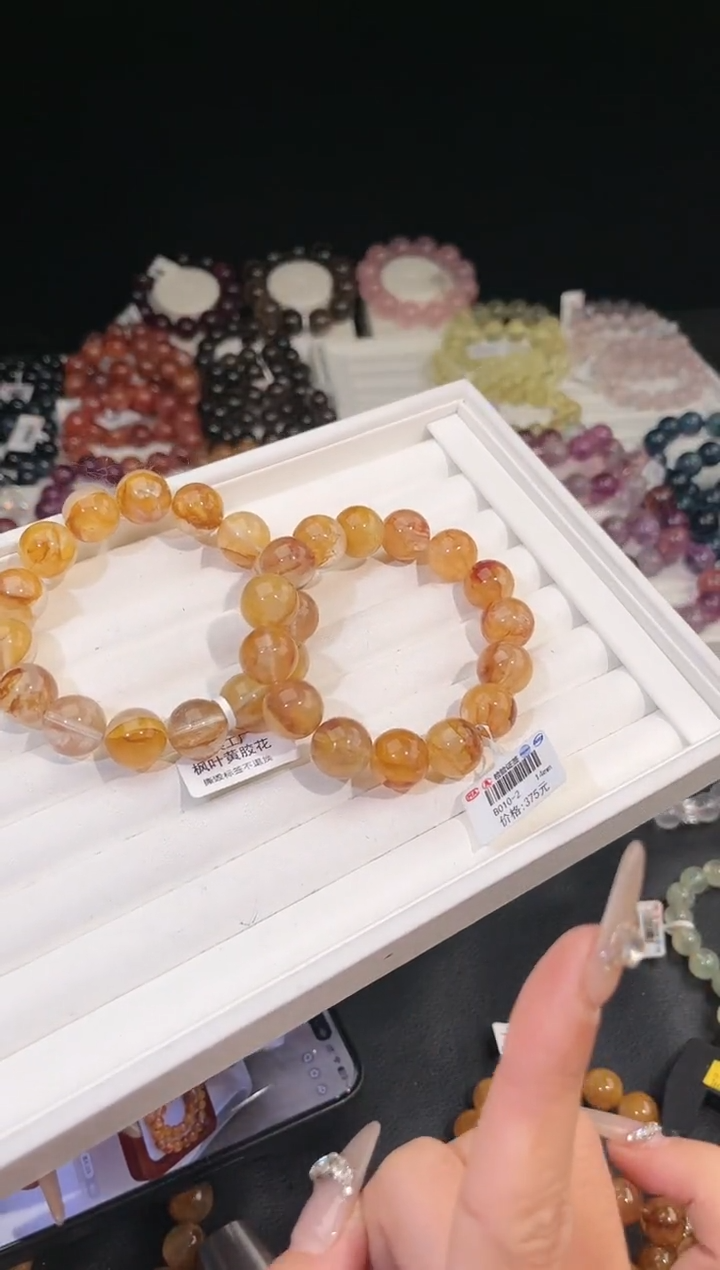 【闪购商品】水晶手链未镶嵌多样性发一黄胶花14mm