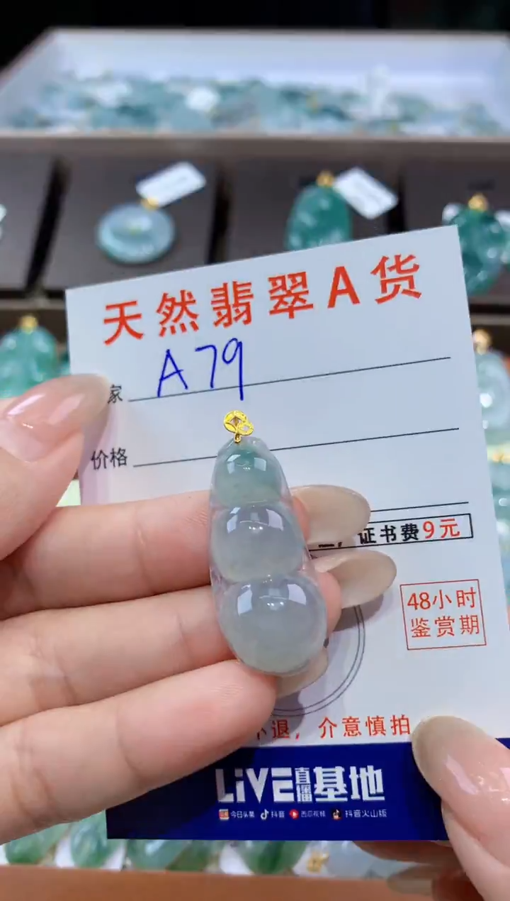 颈饰18K金镶嵌翡翠天然翡翠A货挂件
