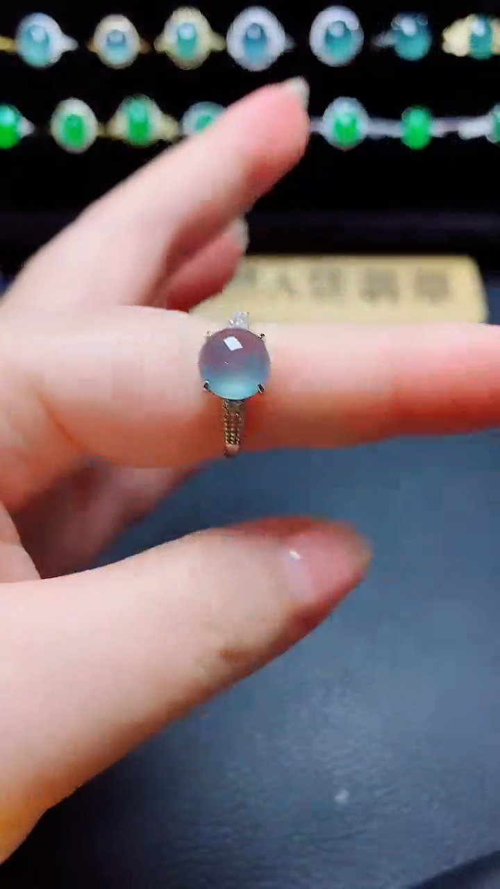 翡翠戒指银S925镶嵌天然翡翠A货s925银镶