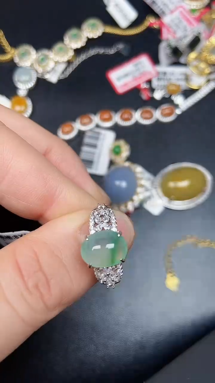 银S925镶嵌戒指翡翠4444