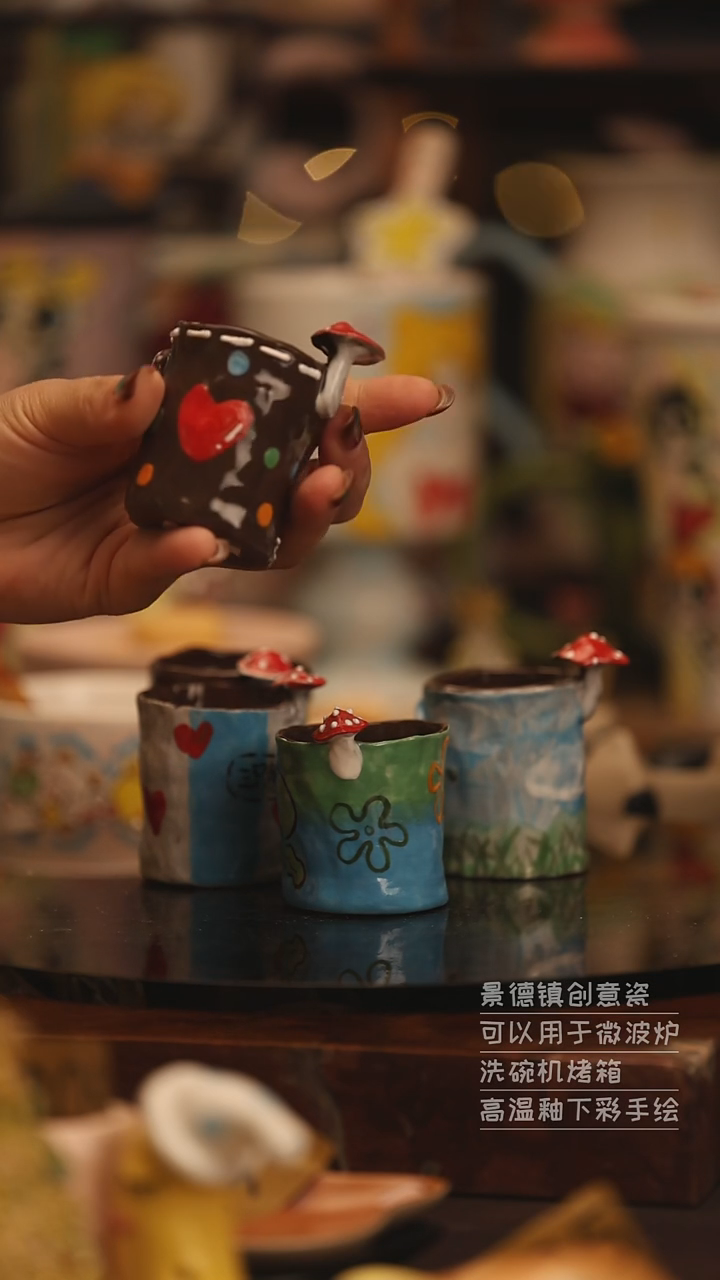 陶瓷随机景德镇可爱陶瓷釉下彩绘设计师款