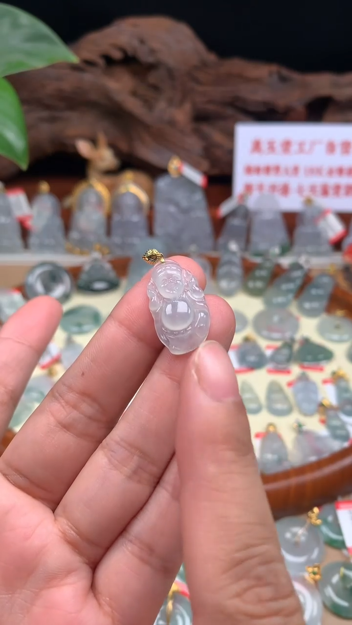 【闪购商品】翡翠吊坠(不含链)18K金镶嵌财爷