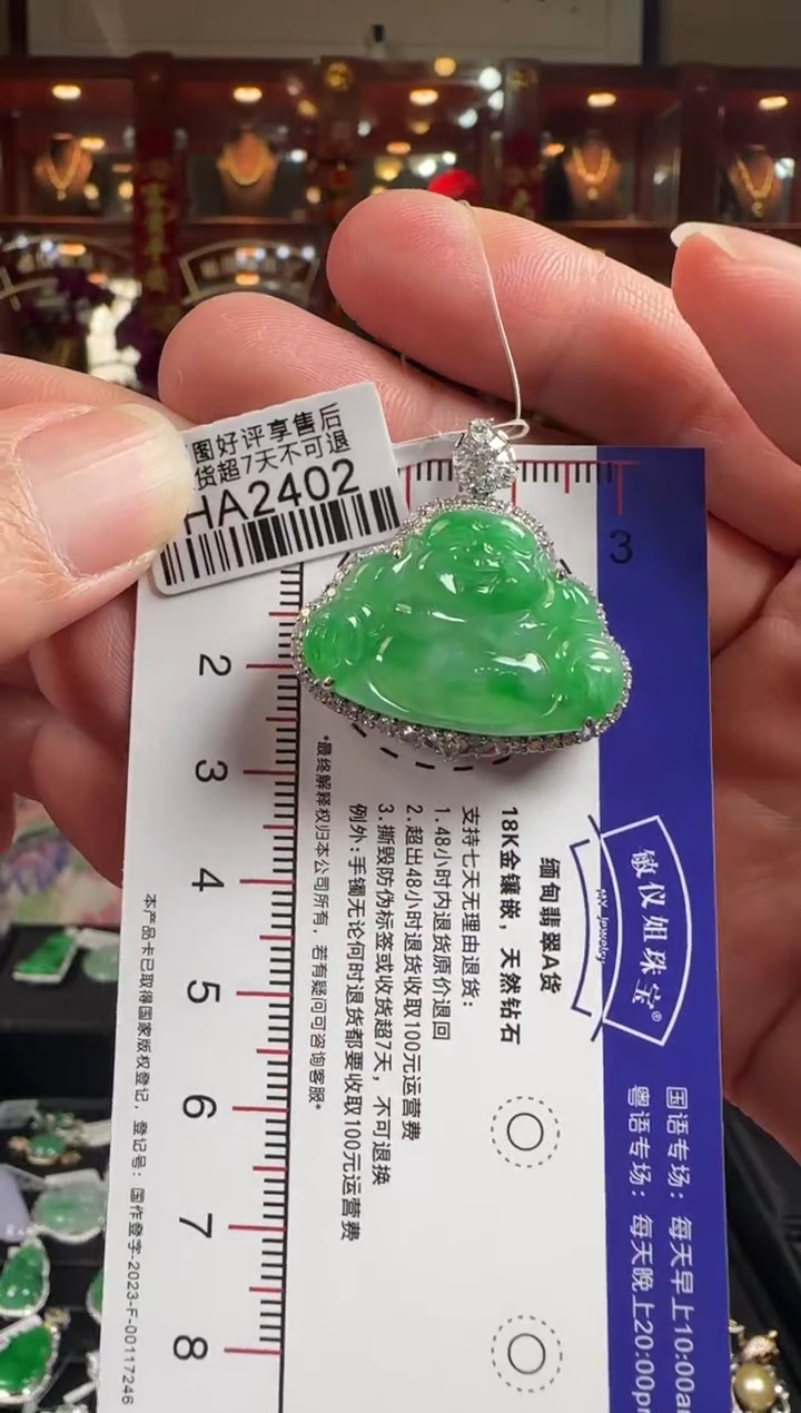 【闪购商品】翡翠颈饰18K金镶嵌HA2402 冰阳绿佛公