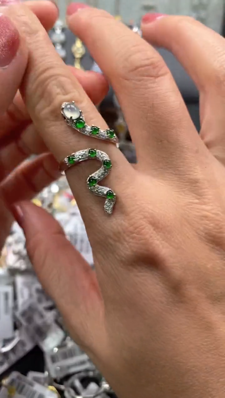 【闪购商品】翡翠戒指银S925镶嵌111111111     2