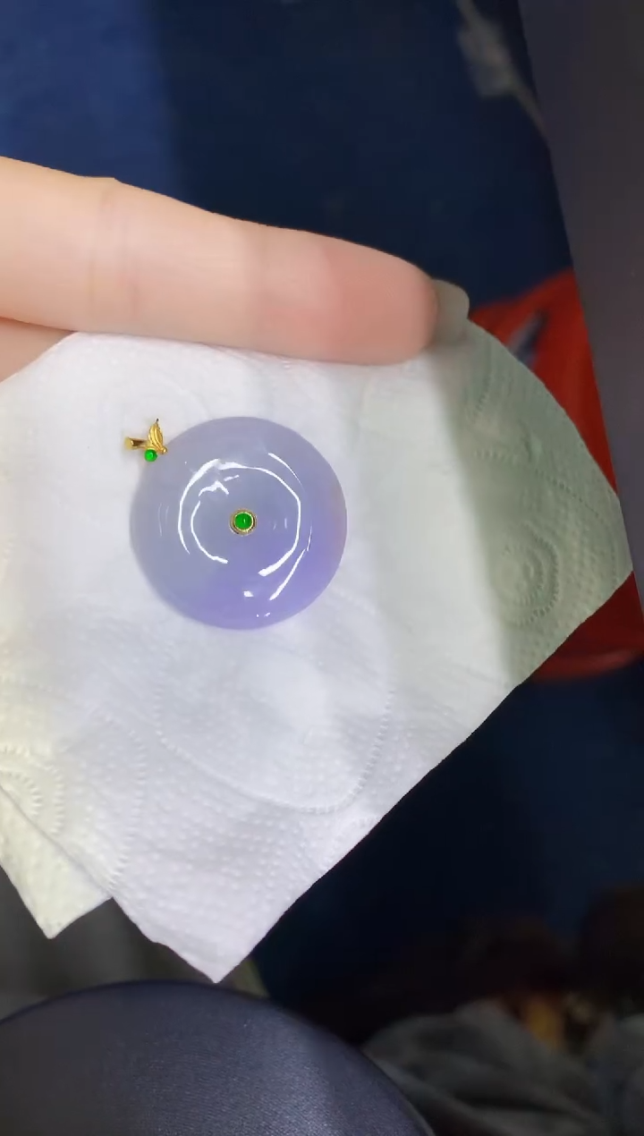 颈饰18K金镶嵌翡翠缅甸天然翡翠A货