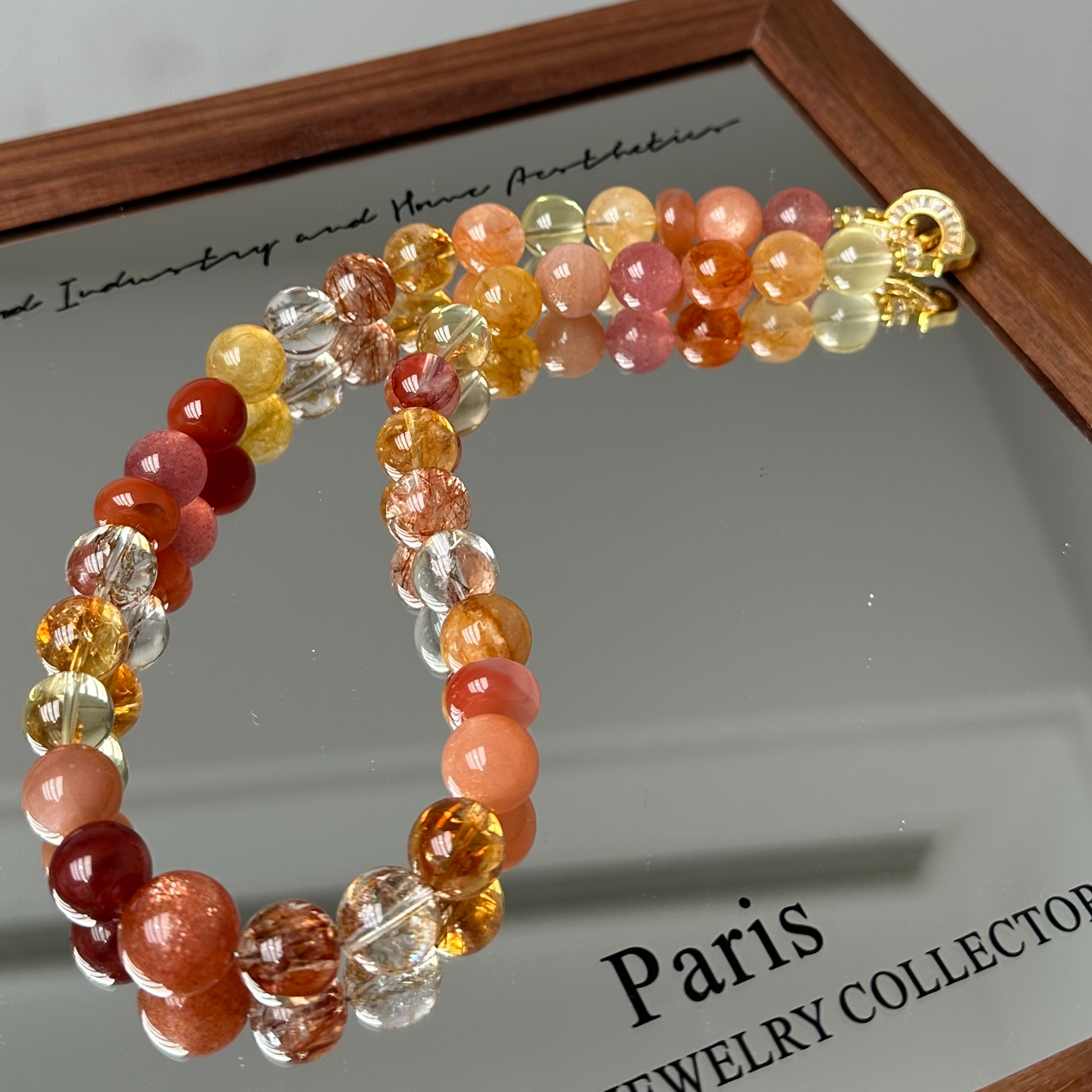 【好事发生】天然水晶项链黑金超七金草莓黄水晶金箔锦鲤原创设计