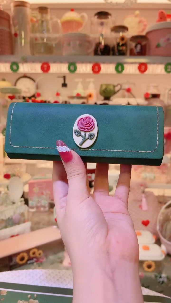 眼镜盒绿色——手工制作品质好！