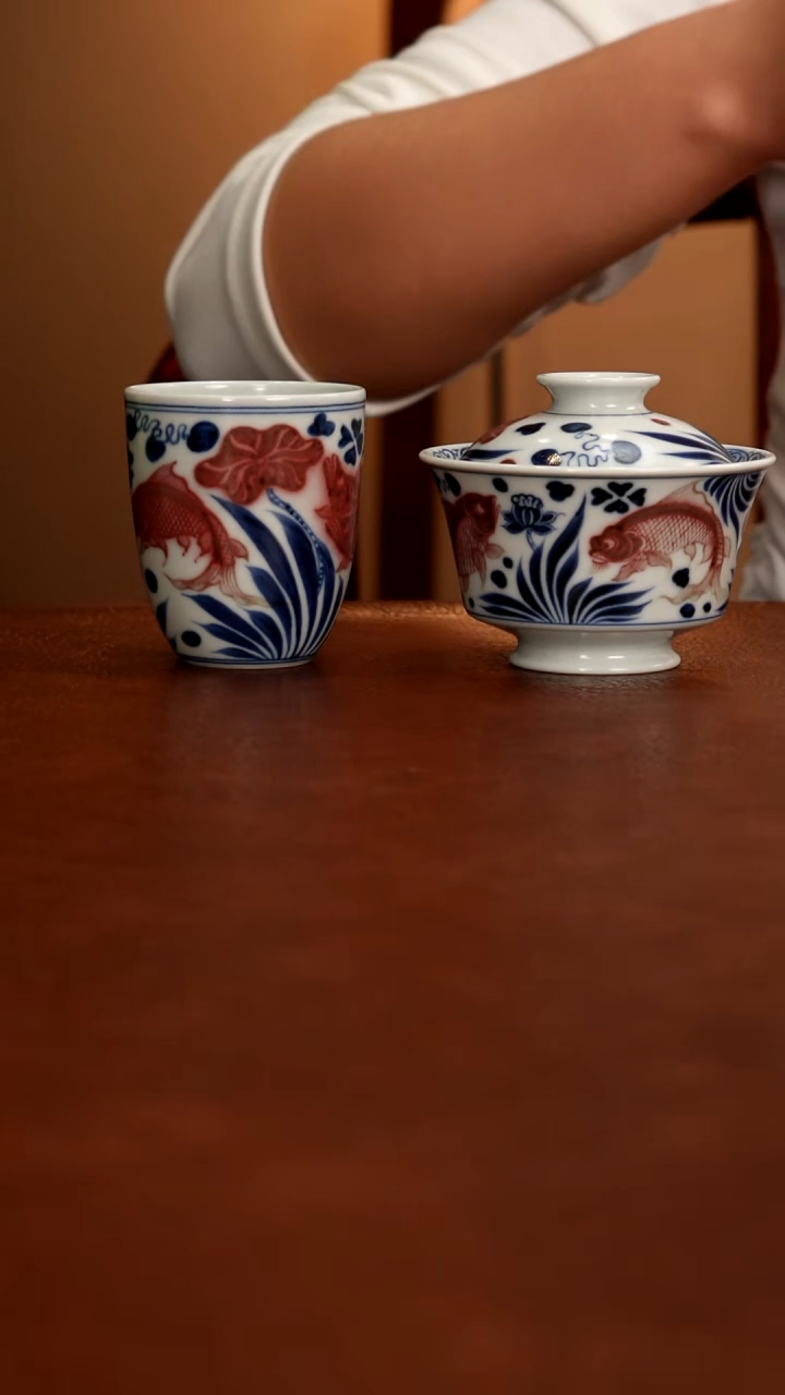 摆件陶景德镇瓷器，青花瓷手绘茶具~