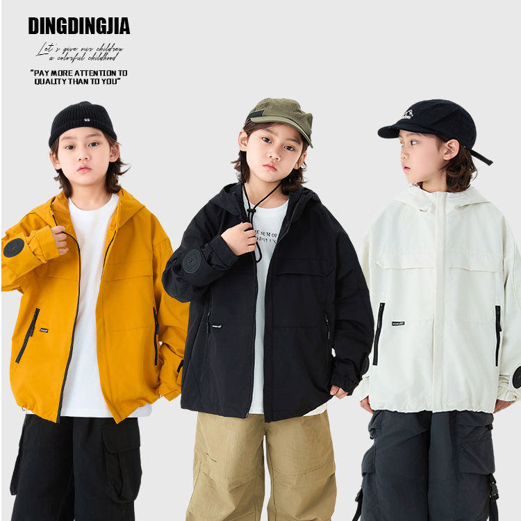 【反季清】叮叮家童装儿童春季连帽户外冲锋衣2025春秋新款男童
