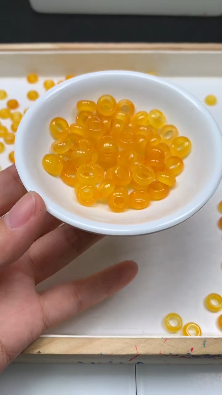 未镶嵌散珠玛瑙/玉髓M928鸡油黄甜甜圈10*内5mm10颗5元