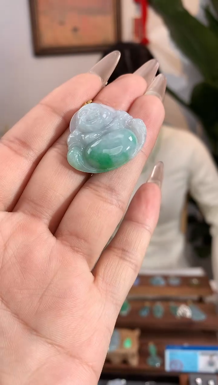 【闪购商品】翡翠吊坠(不含链)18K金镶嵌佛公