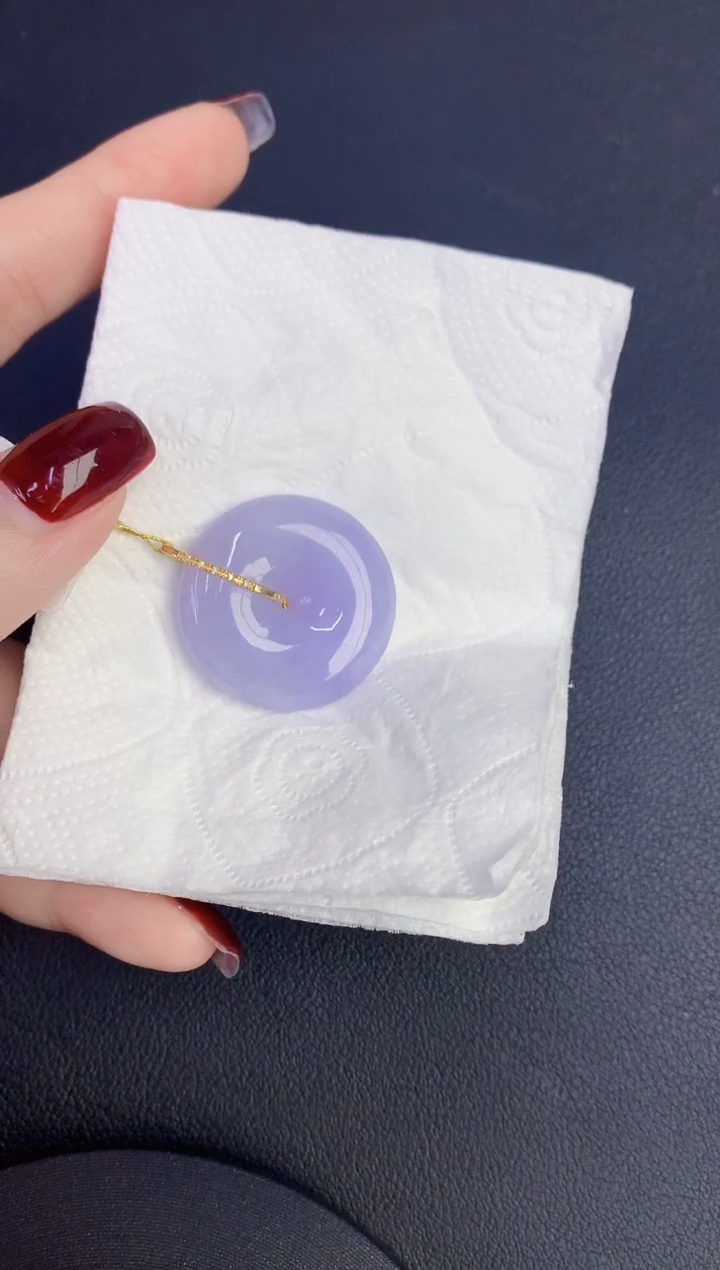 颈饰18K金镶嵌翡翠缅甸天然翡翠a货