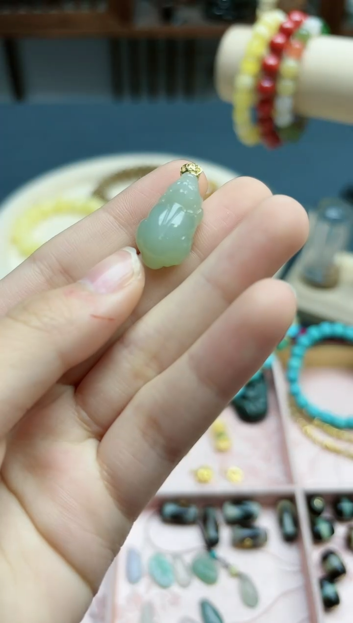 【闪购商品】和田玉吊坠18K金镶嵌18k金貔貅吊坠*1 LP赠链