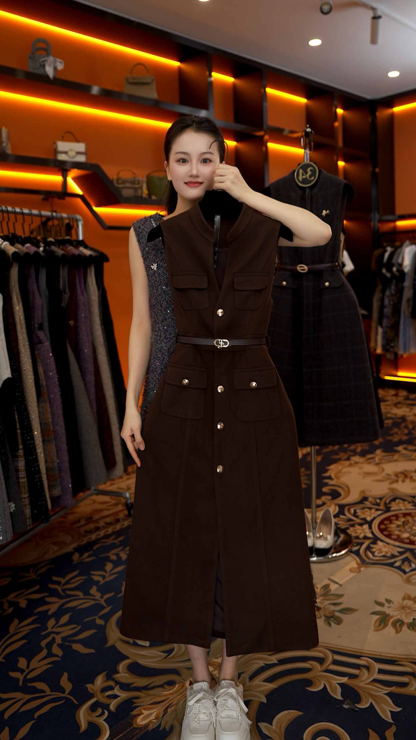 【宠粉价】赫本风轻奢美拉德气质无袖设计连衣裙NH-WX210