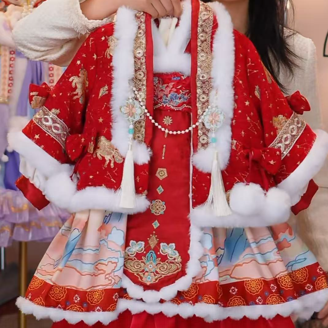 拜年服国风-【金玉满堂】-两件套装【发饰】-新款2025女童套装