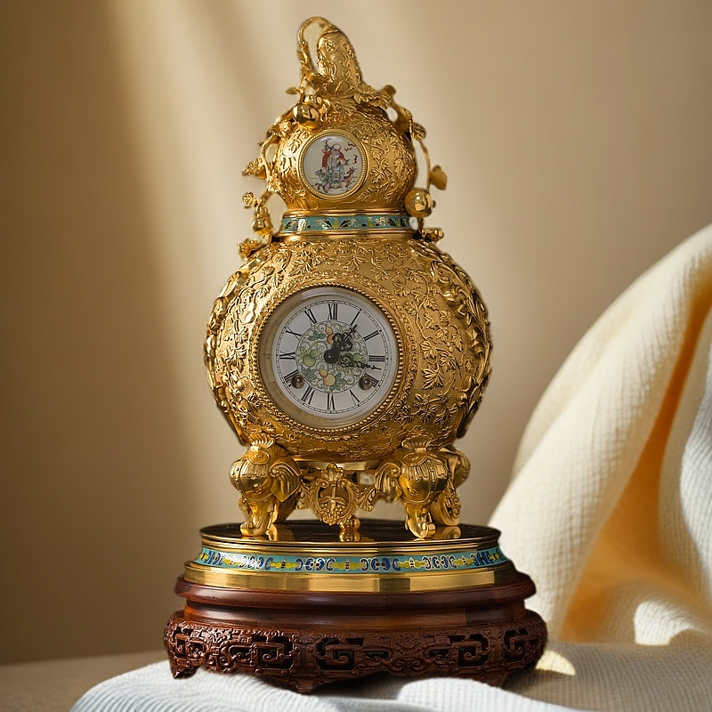 铜镀金葫芦万代钟  进口赫姆勒机芯 手工工艺 中式古典 豪华 轻奢