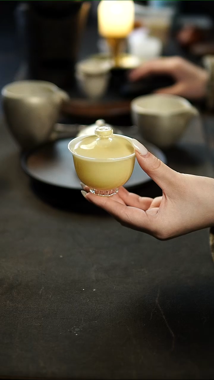 茶盏王沁黄灰盖碗小号