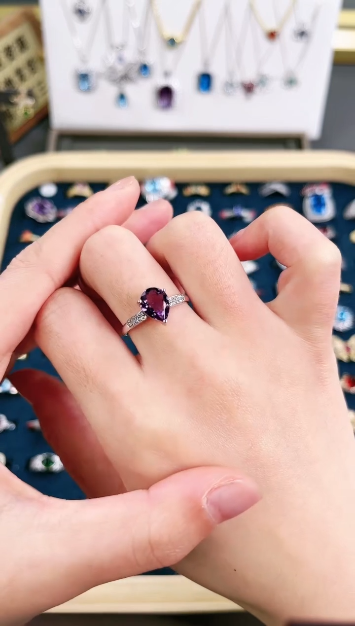 【闪购商品】紫晶戒指银S925镶嵌f333