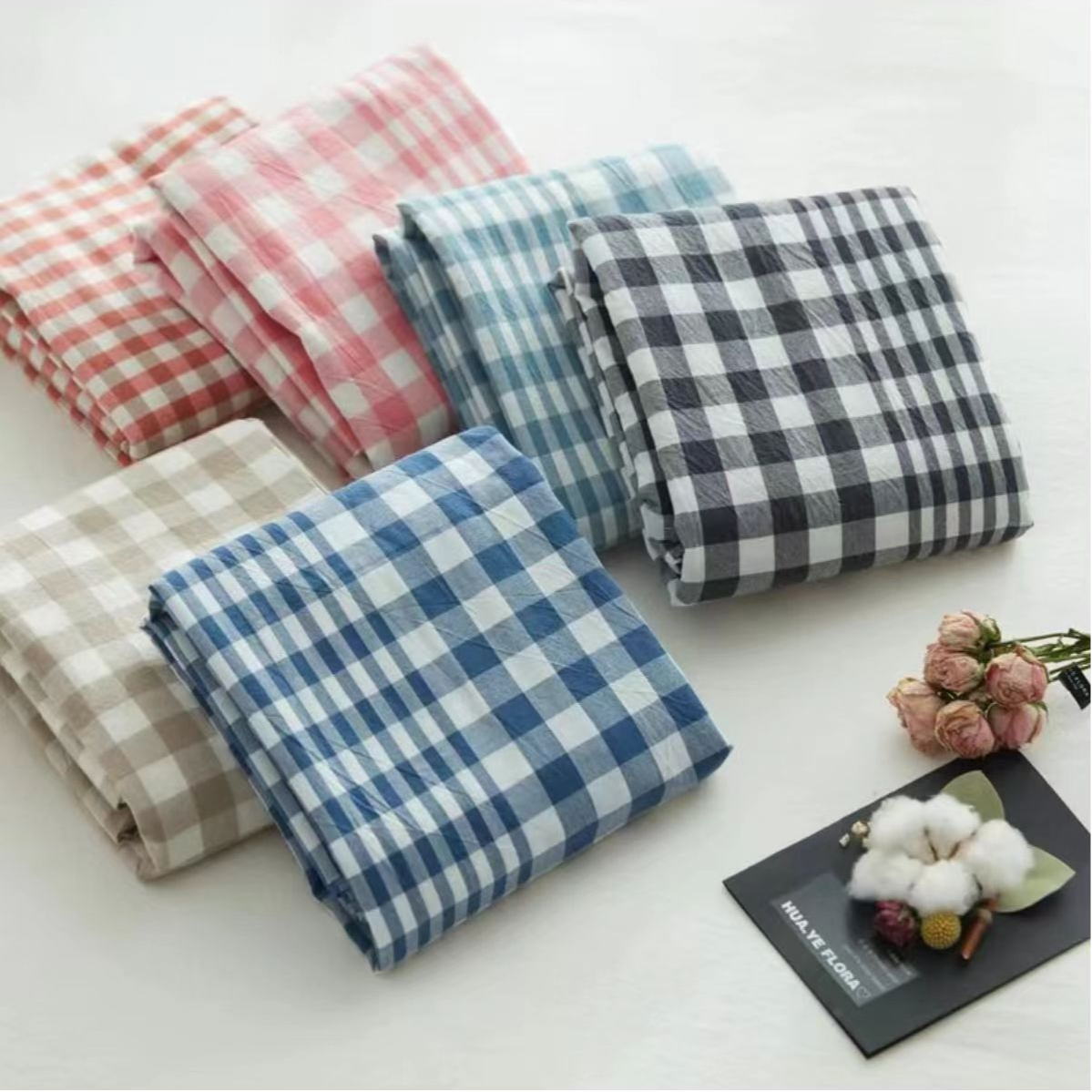 特价全棉色织水洗棉格子学生被罩被套双人2*2.3（主播介绍为准)